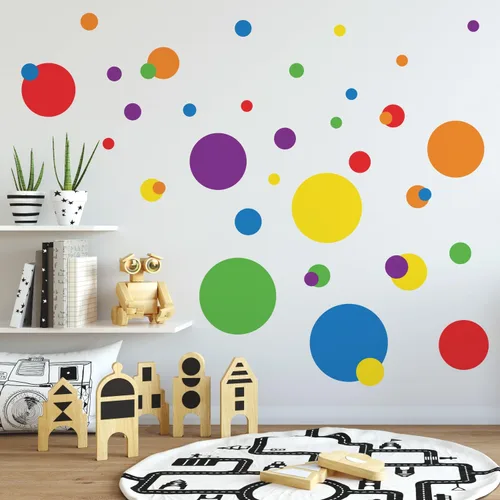 Miniatura 4 de RoomMates RMK1246SCS - Adhesivo decorativo para pared, diseño de lunares, color azul y marrón, RMK1245SCS