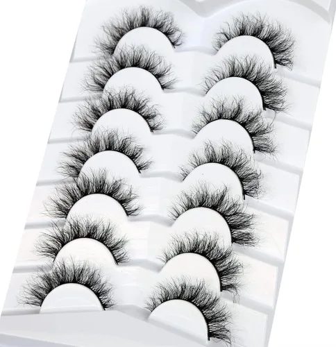 Miniatura 17 de Pooplunch - Pestañas postizas finas de visón sintético, estilo ojo de gato, naturales, cruzadas, tipo racimo, efecto 8D de volumen, tiras