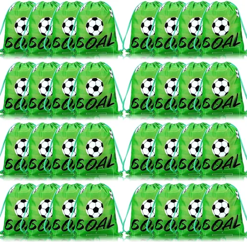 Sadnyy 32 bolsas de fútbol con cordón, mochila de fiesta de fútbol, bolsas de regalo para cumpleaños, temática de fútbol