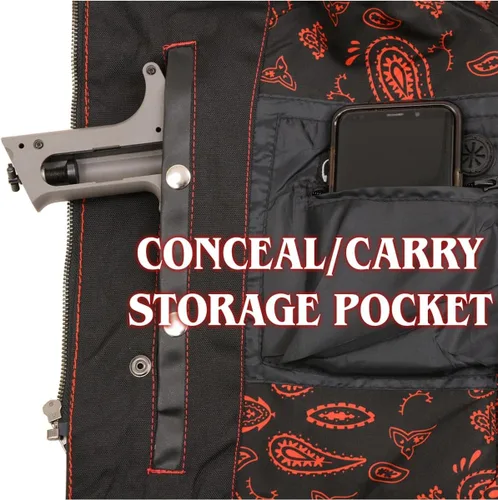 Miniatura 5 de Milwaukee Leather MLM3526 Men's Black 'Paisley' Accented Red Stitching Leather Vest – w/Armhole Trim Open Collar Design