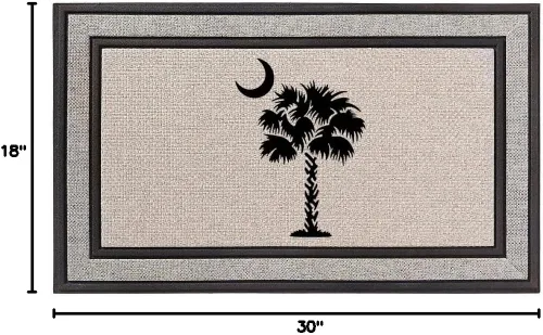 Miniatura 2 de Daylor Felpudo para interiores y exteriores, de 18 x 30 pulgadas, color gris/beige/negro, con parte trasera de goma, palmera, árbol de palma, luna