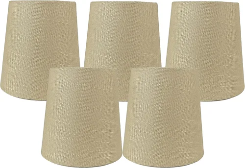 Miniatura 10 de Juego de 2 pantallas de lámpara de araña de lino blanco hueso con clip, 3.5 x 4.5 x 4.5 pulgadas