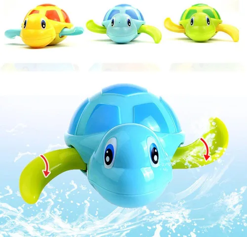 Miniatura 2 de Juguete de tortuga de natación de 3 piezas para bebé, juguete de cadena de cuerda de agua de baño, piscina, juguetes lindos de tortuga de natación