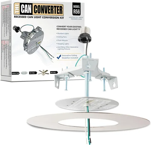 Miniatura 12 de The Can Converter R56 - Kit de conversión de luz empotrada para lata con medallón de techo plano de 7 pulgadas, mejoras para el hogar para latas