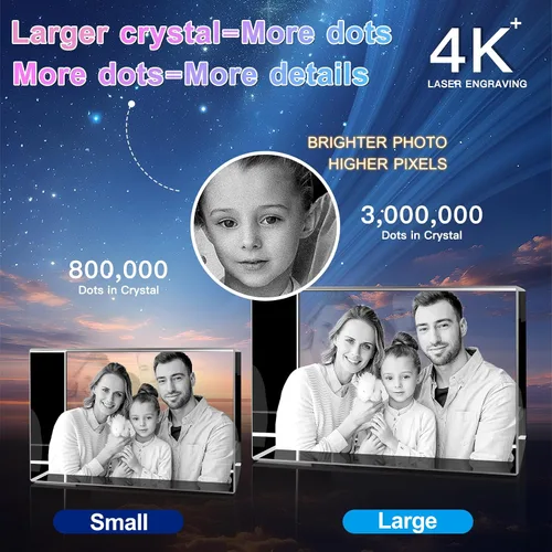 Miniatura 2 de Foto de cristal 3D personalizada, regalos personalizados para mujeres, hombres, ella, él, mamá, papá, parejas, imagen de vidrio grabado con láser