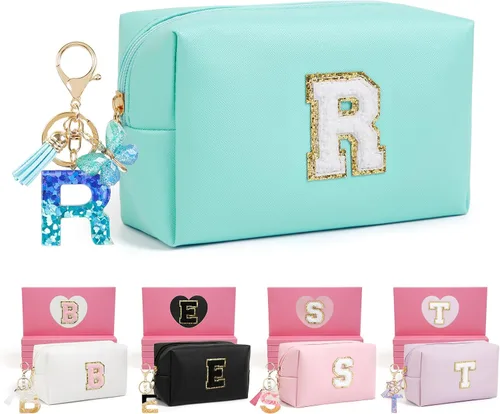 Miniatura 37 de AIBFRID 2 piezas de bolsas de maquillaje iniciales para mujeres, regalos de cumpleaños para niñas de 4 5 6 7 8 9 10 11 12 años, bolsas de cosméticos