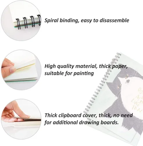 Miniatura 3 de Marti Vanci - Cuaderno de bocetos de tapa dura de 8.5 x 11 pulgadas, bloc de dibujo con espiral, bloc de dibujo encuadernado en espiral para Tipo