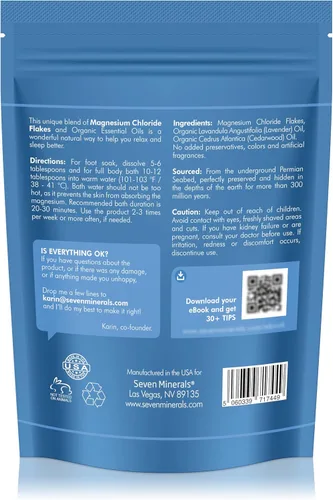 Miniatura 4 de Seven Minerals SleepWell - Escamas de cloruro de magnesio de 3 libras, absorbe mejor que la sal de Epsom, fórmula única y natural de baño completo