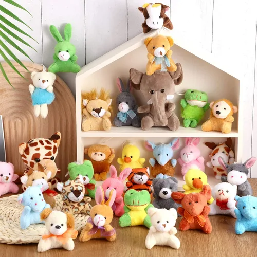 Miniatura 4 de Skylety 32 piezas de mini juguetes de peluche de animales surtidos lindos animales llavero decoración pequeños juguetes de peluche regalo a granel