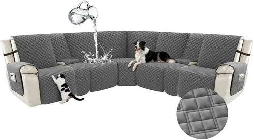 Miniatura 71 de Arfntevss Fundas para sofá seccional reclinable para sofá seccional en forma de L, funda antideslizante lavable para sofá reclinable con forma de L