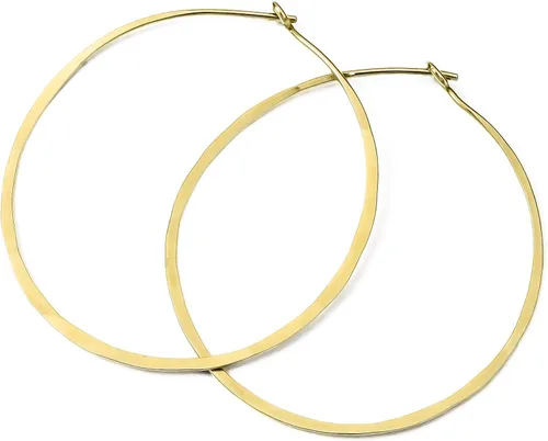 Miniatura 34 de Pendientes de aro delgados martillados, elegantes geométricos de plata de ley maciza, relleno de oro y relleno de oro rosa; para mujeres de Lotus