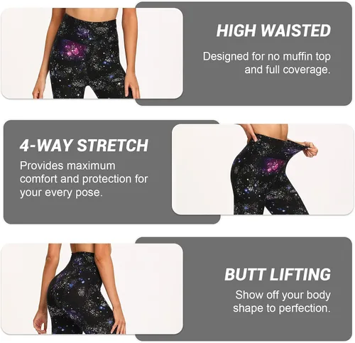 Miniatura 3 de GAYHAY - Leggings de cintura alta para mujer, suaves, opacos, entallados y estampados con control de abdomen ideales para correr, yoga y ciclismo