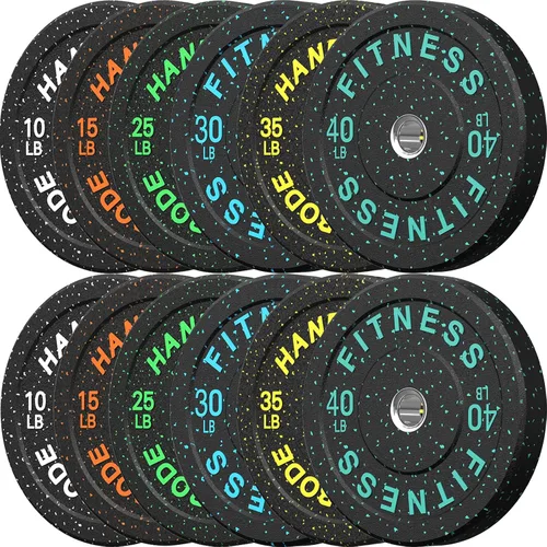 Miniatura 21 de HANDBODE Placas de Parachoques de 2 Pulgadas de Alto Rebote, Juego de Placas de Peso Olímpico 45/100/160/190/260/300lb, Juego de Placas