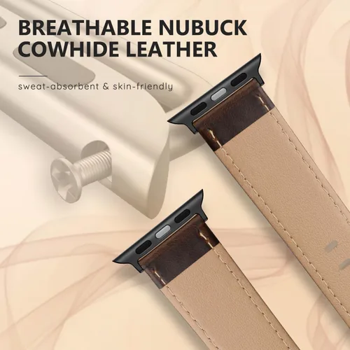 Miniatura 4 de EDIMENS - Correas de cuero compatibles con Apple Watch de 1.81 pulgadas, 1.77 pulgadas, 1.73 pulgadas, 1.65 pulgadas (Serie 1 2 3) para hombre