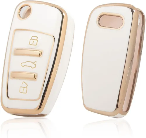 Miniatura 13 de Xotic Tech - Funda protectora de TPU con 3 botones de protección completa para llave sin llave, control remoto, con llavero compatible con Audi A3
