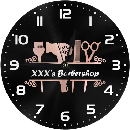 Reloj de pared personalizado para peluquería, añade tu texto, reloj de peluquería personalizado para salón de belleza, decoración de reloj de pared,