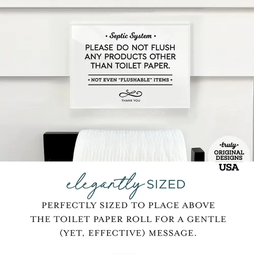 Miniatura 2 de Reilly Originals Letrero de baño con sistema séptico de 3.5 x 5 pulgadas, reglas «Do Not Flush Rules», listo para pegar, acabado premium, duradero