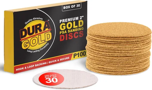 Miniatura 17 de Dura-Gold Premium Discos de Lija con Velcro de 2" Grano 180 (Caja de 30) - Discos de Papel de Lija Abrasivo de Corte Medio de Alto Rendimiento