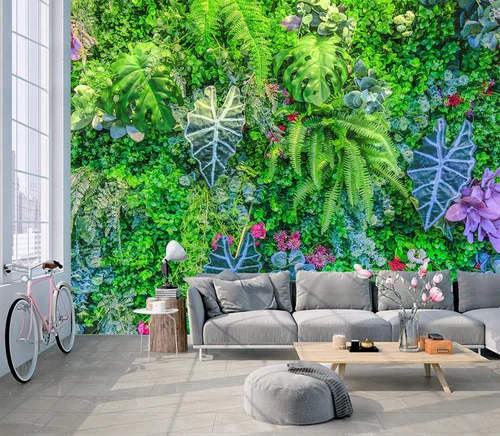 Miniatura 8 de YQWDMX - Papel pintado con bosque de pinos brumosos y mural dorado para dormitorio (no despegar y pegar)