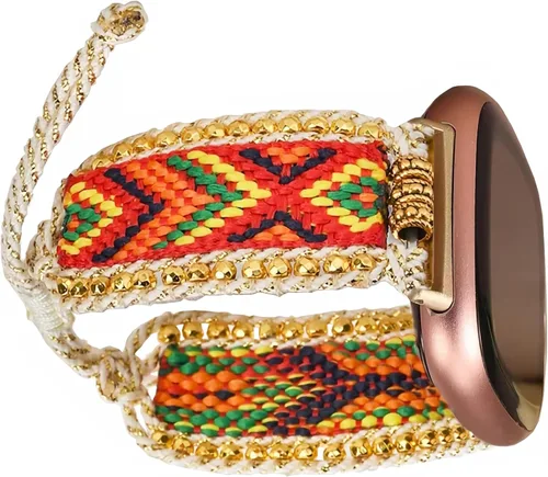 Miniatura 4 de Correa de nailon trenzada estilo bohemio retro compatible con Fitbit Versa 3/Versa 4/Sense 2/Fitbit Sense Bandas para mujeres y hombres, correa