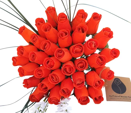 Miniatura 14 de Ramos originales de rosas de madera en 1, 2, o 3 docenas, Madera de abedul, Completamente negro, 1 Docena
