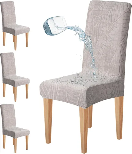 Miniatura 21 de Dioxide Juego de 4 fundas impermeables para sillas de comedor, fundas elásticas para sillas de comedor, fundas para sillas Parson, extraíbles