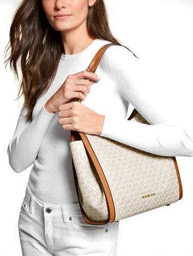 Miniatura 3 de MICHAEL Michael Kors Newbury Medium Chain Shoulder Tote (Brown Stud)