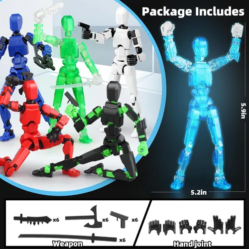 Miniatura 4 de Juego luminoso de 13 figuras de acción, 6 figuras de acción de robot Titan 13, juguetes impresos en 3D articulados, para entusiastas del modelado