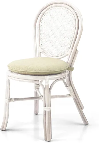 Miniatura 11 de Denver Dining - Silla auxiliar de mimbre hecha a mano con cojín color crema, ratán natural, colonial