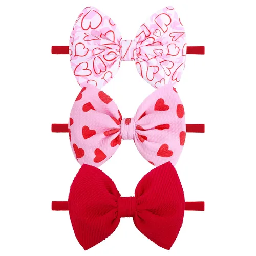Miniatura 15 de YanJie 3 piezas de diademas suaves de nailon para bebés, niñas con lazo, diademas para el cabello, accesorios para el cabello para recién nacidos