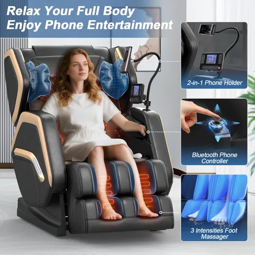 Miniatura 8 de Silla de masaje de cuerpo completo, silla de masaje de gravedad cero 2026 para fatiga de espalda con 10 rodillos fijos, calefacción, bolsas de aire