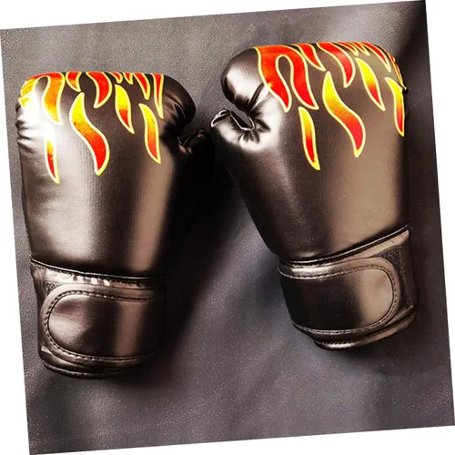 Miniatura 6 de Guantes de boxeo, 2 pares de guantes de kickboxing para niños de 3 a 8 años, guantes de bolsa de lucha para hombre, guantes de boxeo Eva Black Flame
