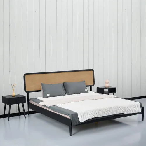 Miniatura 7 de NTC Lupin - Base de cama de madera con cabecero, base de madera de roble macizo y goma con listones silenciosos y soportes centrales de madera