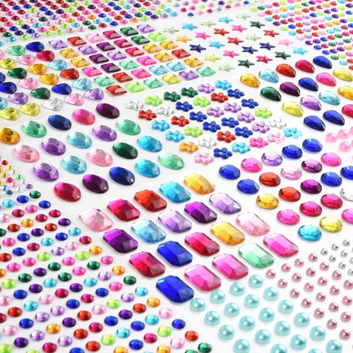 2102 piezas de calcomanías de gemas, gemas autoadhesivas para manualidades, diamantes de imitación para manualidades, calcomanías de diamantes de