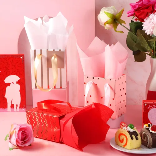 Miniatura 4 de Tenare 12 bolsas de regalo pequeñas, mini bolsa de papel metálica a granel con asa de papel de seda para envoltura de regalo, día del padre, blanco.