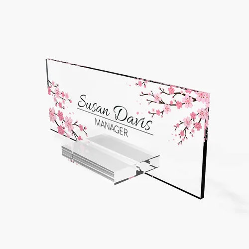 Miniatura 2 de ARTSWAVE Placa de nombre de escritorio personalizada, lujosa placa de nombre personalizada para escritorio, elegante diseño acrílico, decoración