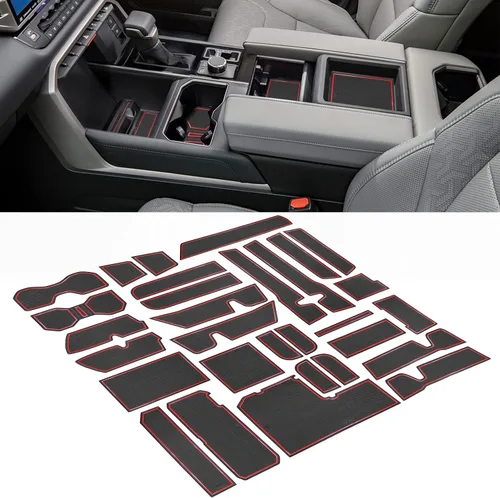 Miniatura 11 de Forro personalizado para accesorios Toyota Tundra 2022 2023 2024 2025 2026, insertos para portavasos, alfombrillas para consola central