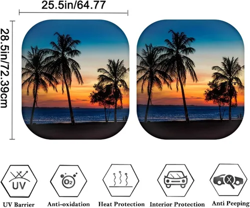 Miniatura 4 de Parasol para parabrisas de automóvil con estampado de playa tropical, protección universal para proteger el interior del automóvil, bloquea