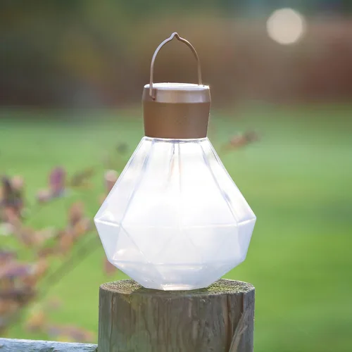 Miniatura 2 de Allsop Luz de gemas – LED solar para exteriores – Vidrio soplado a mano – Impermeable con marco fácil de colgar (leche)