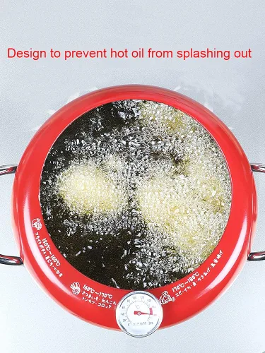 Miniatura 2 de Sartén con termómetro Tempura Freidora Pot, Mini sartén profunda con escurridor Mini Sartén profunda con sartén de aceite 8 pulgadas