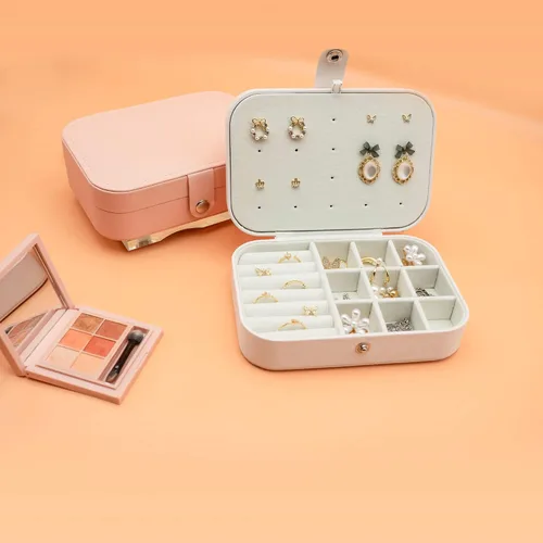 Miniatura 2 de KOKOFAN Organizador de joyas de viaje joyero de viaje para adolescentes y mujeres pequeño estuche de viaje para aretes collar y anillos caja