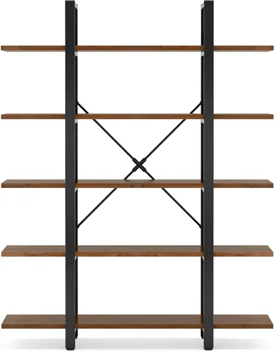 Miniatura 4 de Estantería moderna de 5 niveles, 72 pulgadas de alto x 47 pulgadas de ancho, estante de marco de metal industrial (todo negro)