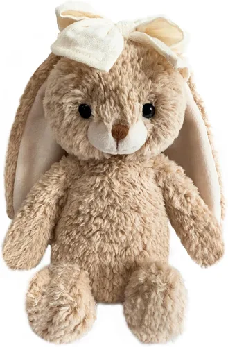 Miniatura 12 de Animal de Peluche Conejito Suave Juguete Tierno de 8'' de Largo - Conejito de Peluche Marrón de Orejas Largas con Lazo Rosa Juguetes de Peluche