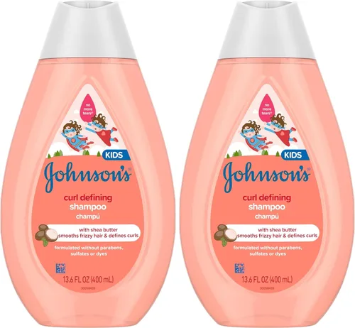Johnson's Baby Champú, definición de rizos, 13.6 onzas líquidas, control del encrespamiento, sin lágrimas, manteca de karité, paquete de 2
