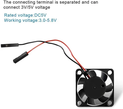 Miniatura 4 de 2 ventiladores 3007 para Raspberry Pi 5 1.181x1.181x0.276 in Cooler Pi ventilador de caja de enfriamiento sin escobillas 1.181 in 1.18in 3.3V 5V DC