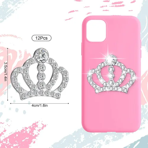 Miniatura 2 de Syhood 12 adornos de corona de diamantes de imitación de cristal con parte trasera plana, accesorio de cristal para manualidades, fabricación