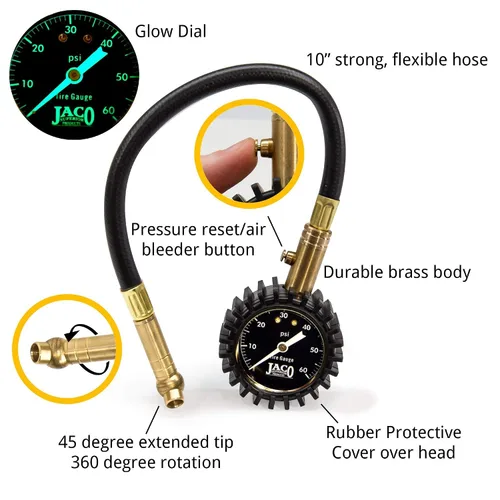 Miniatura 2 de JACO ElitePro, medidor de presión para neumáticos, 60 PSI
