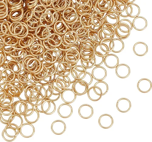 Miniatura 6 de UNICRAFTALE 100 anillos de salto abiertos de acero inoxidable 304 de 0.512 in, redondos, chapados en oro, básicos, perfectos para hacer joyas
