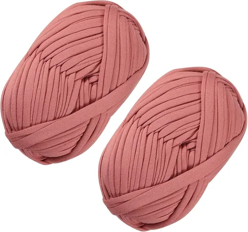 Miniatura 53 de 2 piezas de tela elástica para camisetas, hilo de crochet para tejer DIY, hilo de punto grueso tipo espagueti para proyectos de bolsos, mantas
