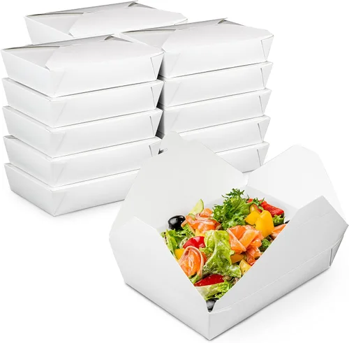 Miniatura 9 de Fit Meal Prep Paquete de 30 recipientes de papel de 76 onzas para llevar de 8.6 x 6.3 x 2.5 pulgadas, cajas blancas de comida para almuerzo #3